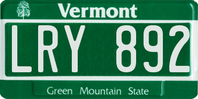 VT license plate LRY892