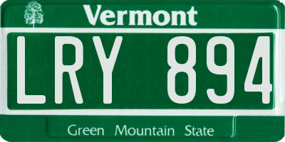 VT license plate LRY894