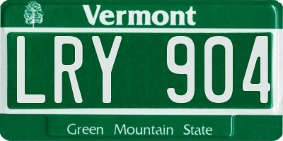 VT license plate LRY904
