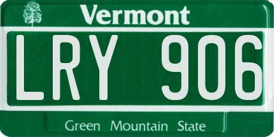 VT license plate LRY906