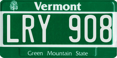 VT license plate LRY908