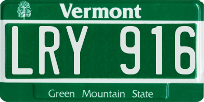 VT license plate LRY916