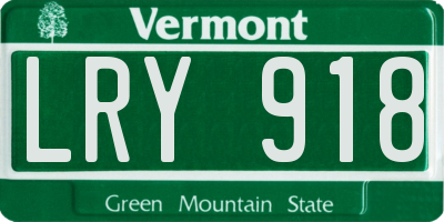 VT license plate LRY918