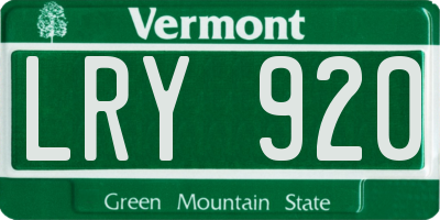 VT license plate LRY920