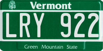 VT license plate LRY922