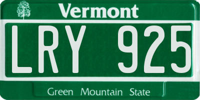 VT license plate LRY925