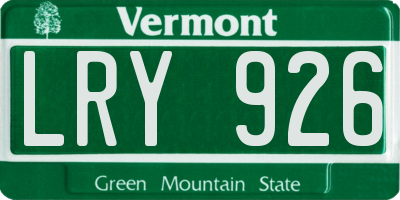 VT license plate LRY926