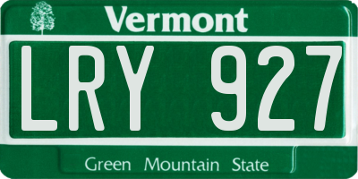 VT license plate LRY927