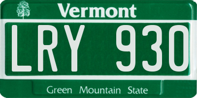 VT license plate LRY930