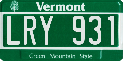 VT license plate LRY931