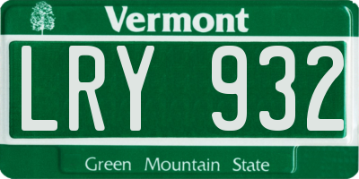 VT license plate LRY932