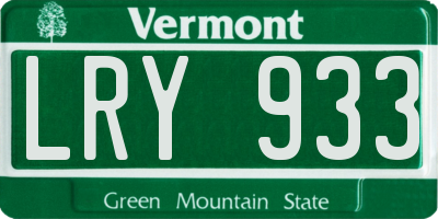 VT license plate LRY933