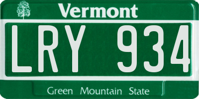 VT license plate LRY934
