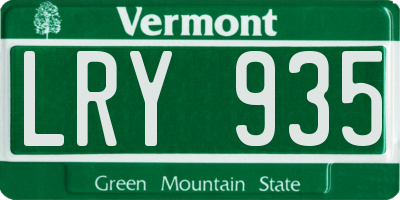 VT license plate LRY935