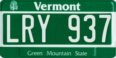 VT license plate LRY937