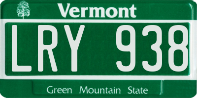 VT license plate LRY938