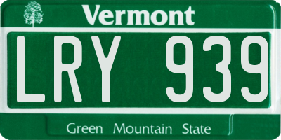 VT license plate LRY939