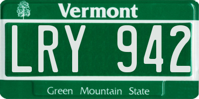 VT license plate LRY942