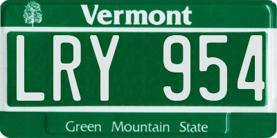 VT license plate LRY954