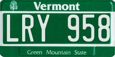 VT license plate LRY958