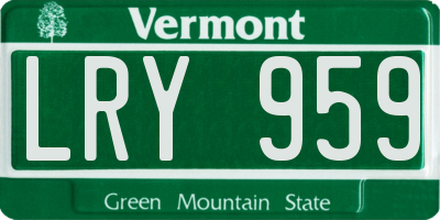 VT license plate LRY959