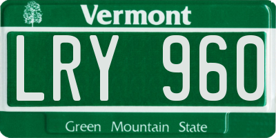 VT license plate LRY960