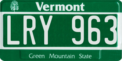 VT license plate LRY963