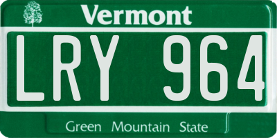 VT license plate LRY964