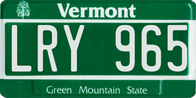 VT license plate LRY965