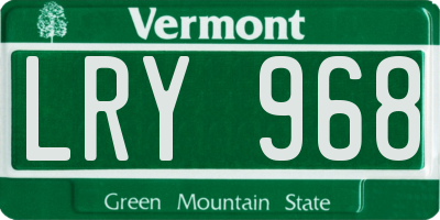 VT license plate LRY968