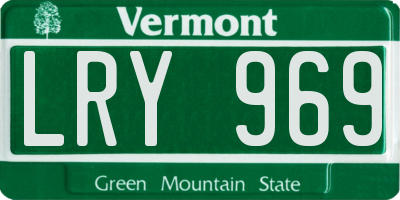 VT license plate LRY969