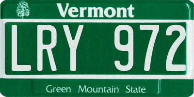 VT license plate LRY972