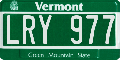 VT license plate LRY977