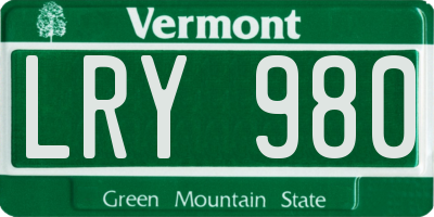 VT license plate LRY980
