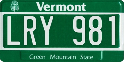 VT license plate LRY981