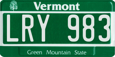VT license plate LRY983