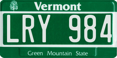 VT license plate LRY984