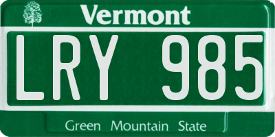 VT license plate LRY985