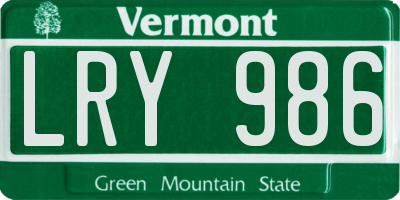 VT license plate LRY986