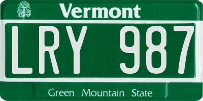 VT license plate LRY987