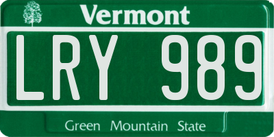VT license plate LRY989