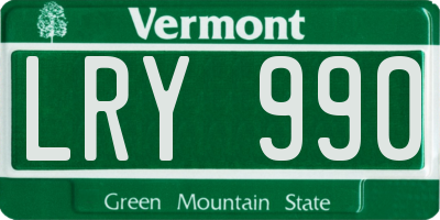 VT license plate LRY990