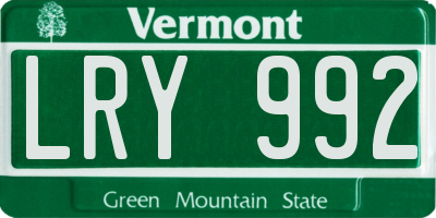 VT license plate LRY992