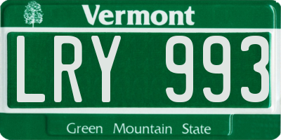 VT license plate LRY993