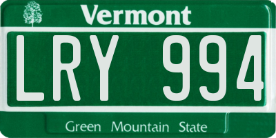 VT license plate LRY994