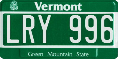 VT license plate LRY996