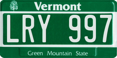 VT license plate LRY997