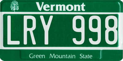 VT license plate LRY998