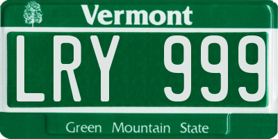VT license plate LRY999