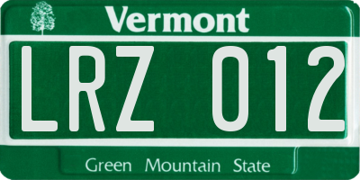 VT license plate LRZ012